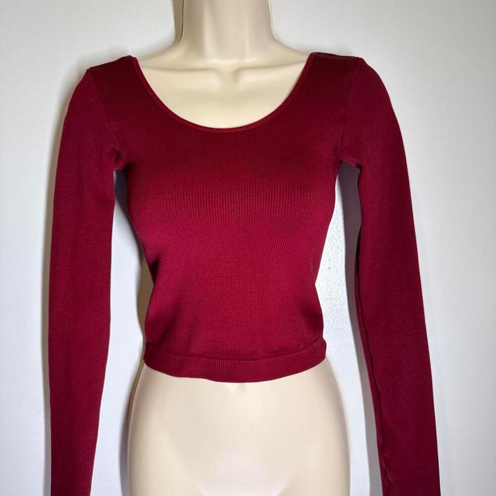 Wild-fable Women's Burgundy and Red Crop-top